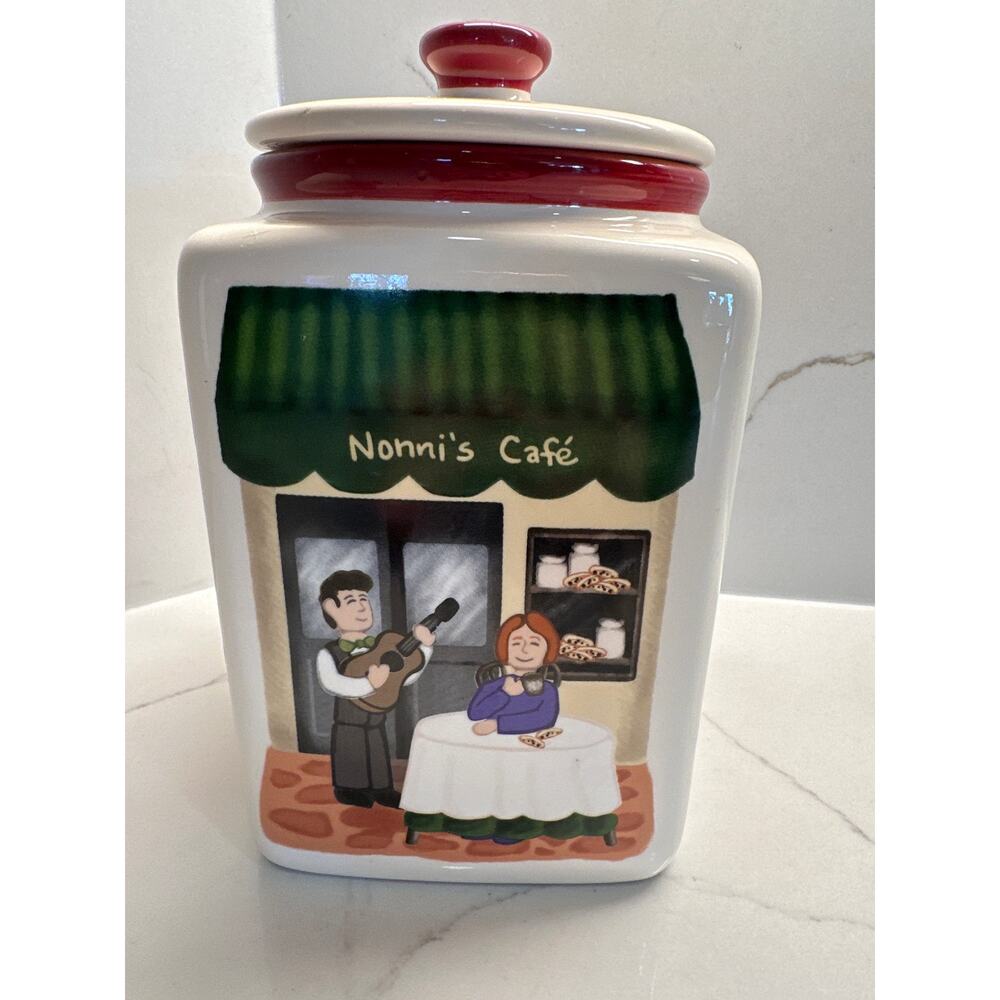 Vintage Handmade Ceramic Kitchen Canister "Nonni's Cafe" Collection Cookie Jar